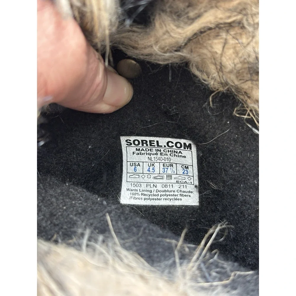 Sorel Joan Of Arctic Waterproof Suede‎ Snow Boots Black Faux Fur Cuff Sz 6